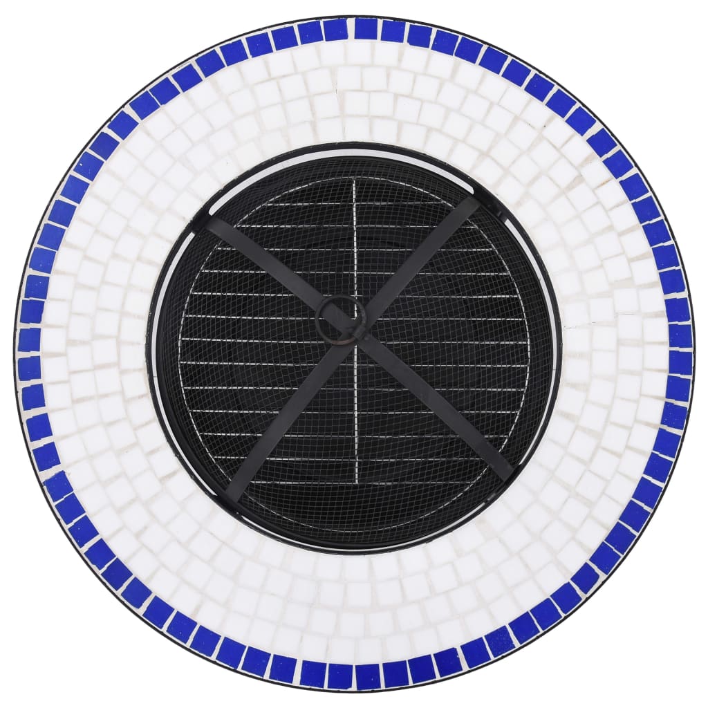Bålfatbord Mosaikk Blå Og Hvit 68 Cm Keramikk