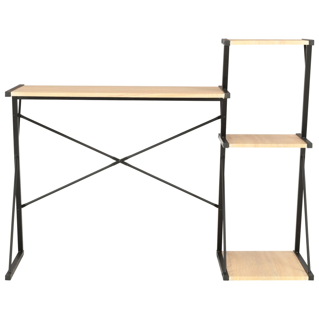 Skrivebord Med Hylle Svart Og Eik 116X50X93 Cm