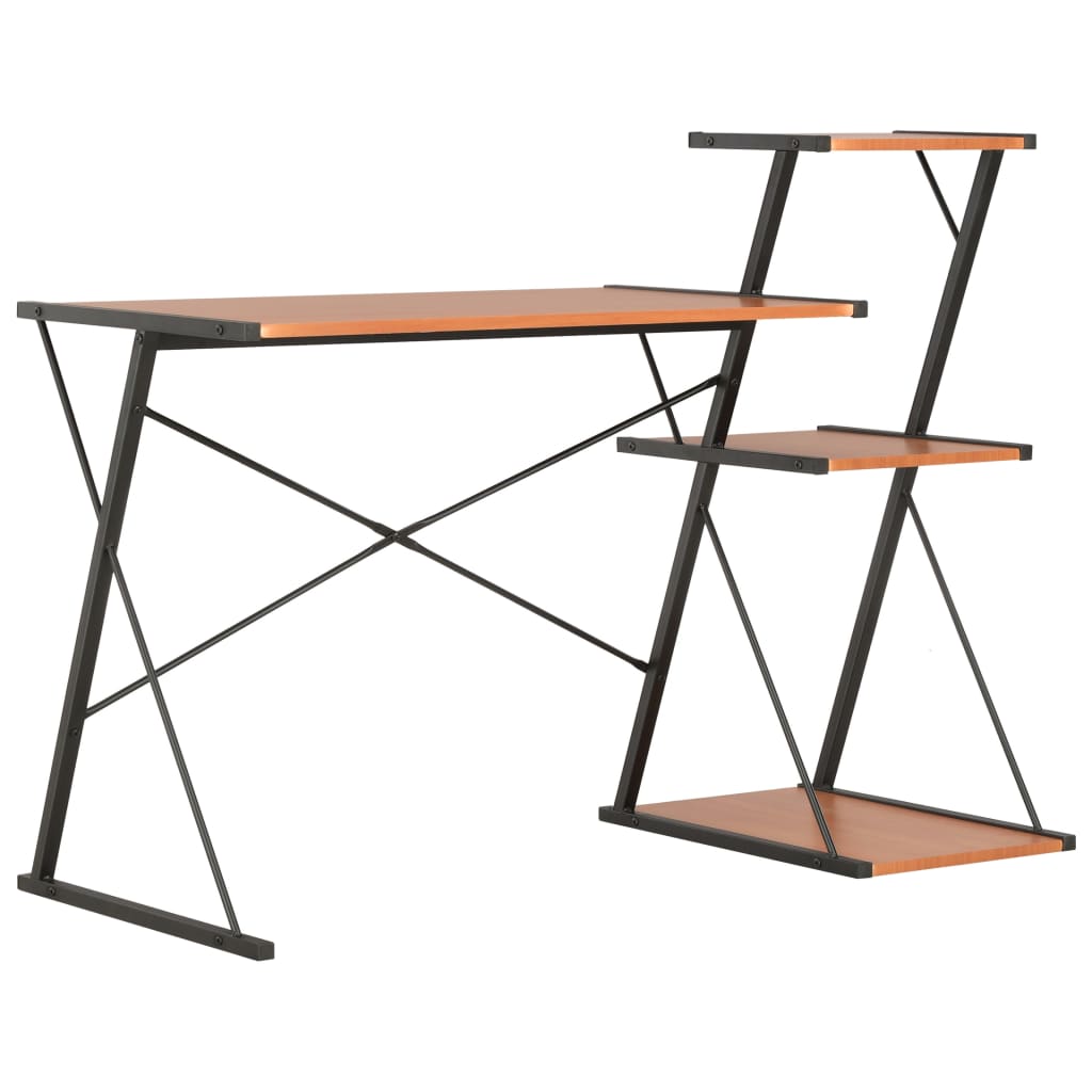 Skrivebord Med Hylle Svart Og Brun 116X50X93 Cm