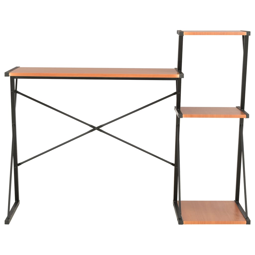Skrivebord Med Hylle Svart Og Brun 116X50X93 Cm