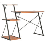 Skrivebord Med Hylle Svart Og Brun 116X50X93 Cm
