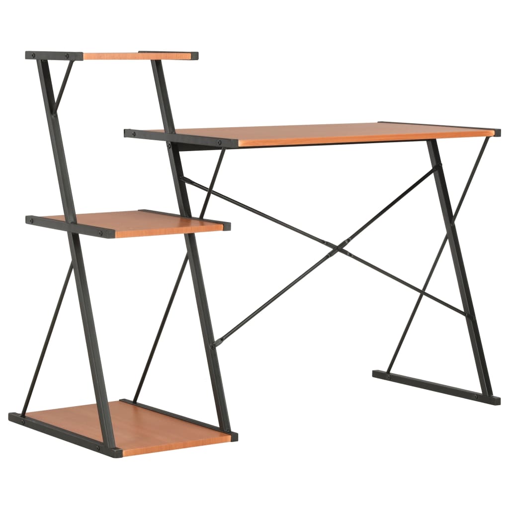 Skrivebord Med Hylle Svart Og Brun 116X50X93 Cm