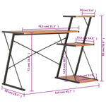 Skrivebord Med Hylle Svart Og Brun 116X50X93 Cm