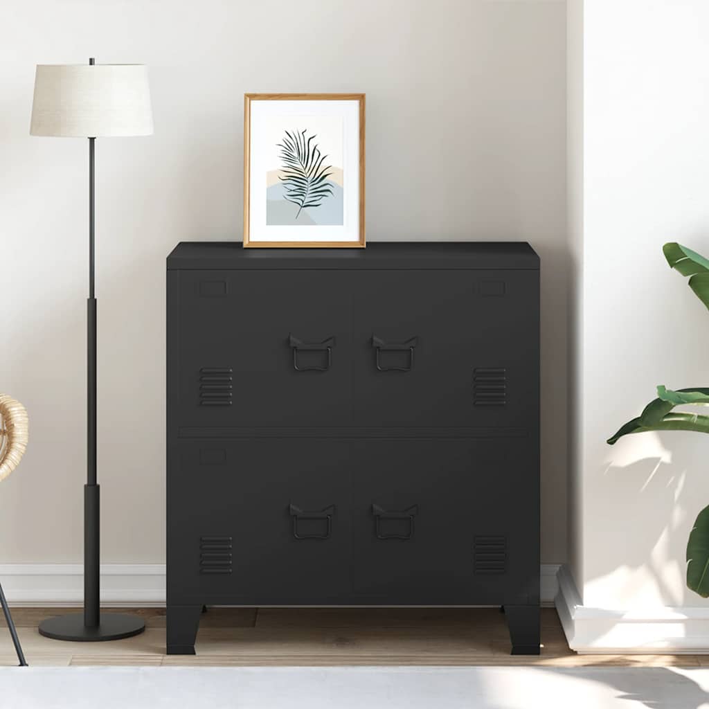 Industriell Oppbevaringskiste Svart 75X40X80 Cm Stål