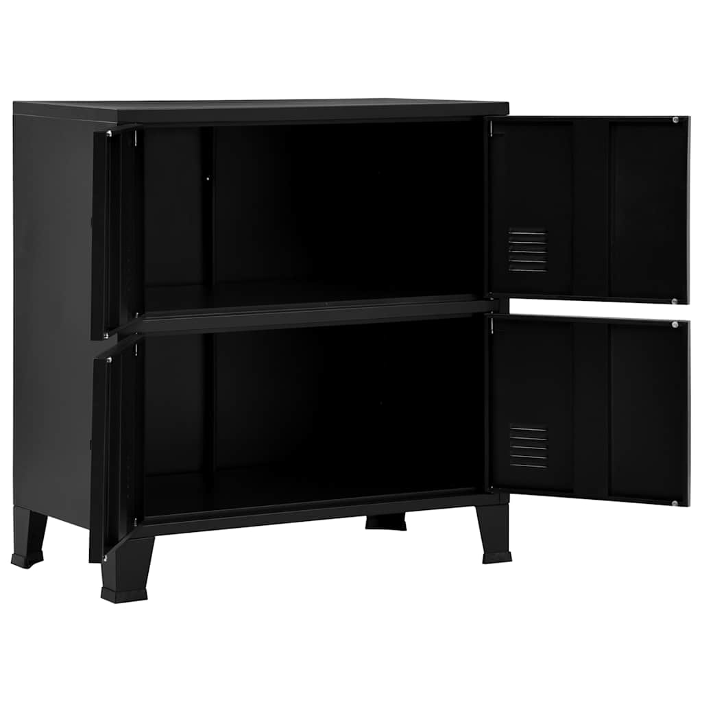 Industriell Oppbevaringskiste Svart 75X40X80 Cm Stål