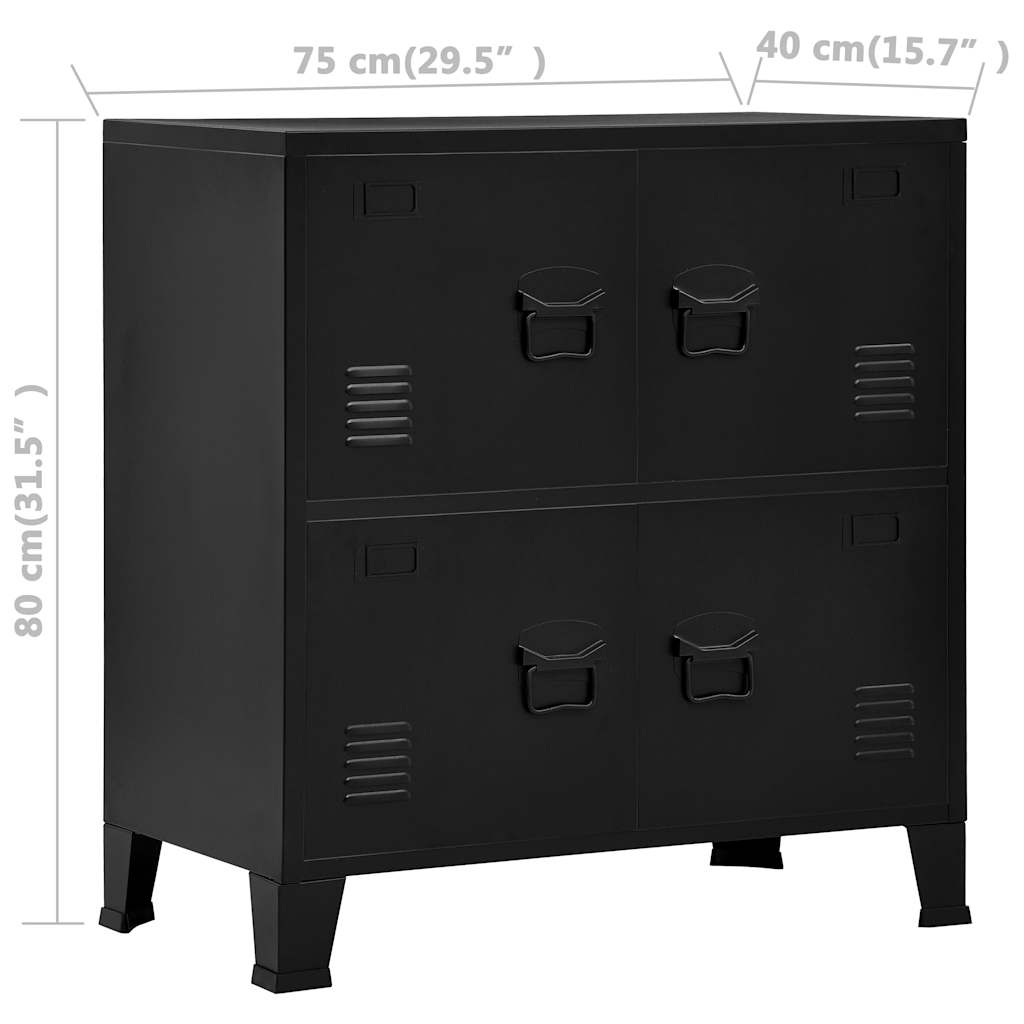 Industriell Oppbevaringskiste Svart 75X40X80 Cm Stål