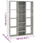 Bokhylle/Romdeler Betonggrå 100X24X140 Cm Konstruert Tre