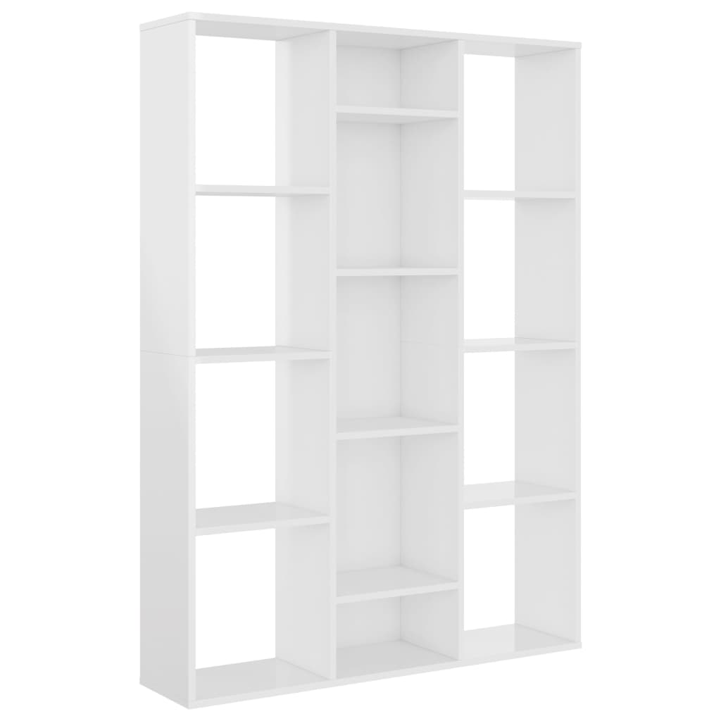 Bokhylle/Romdeler Høyglans Hvit 100X24X140 Cm Konstruert Tre