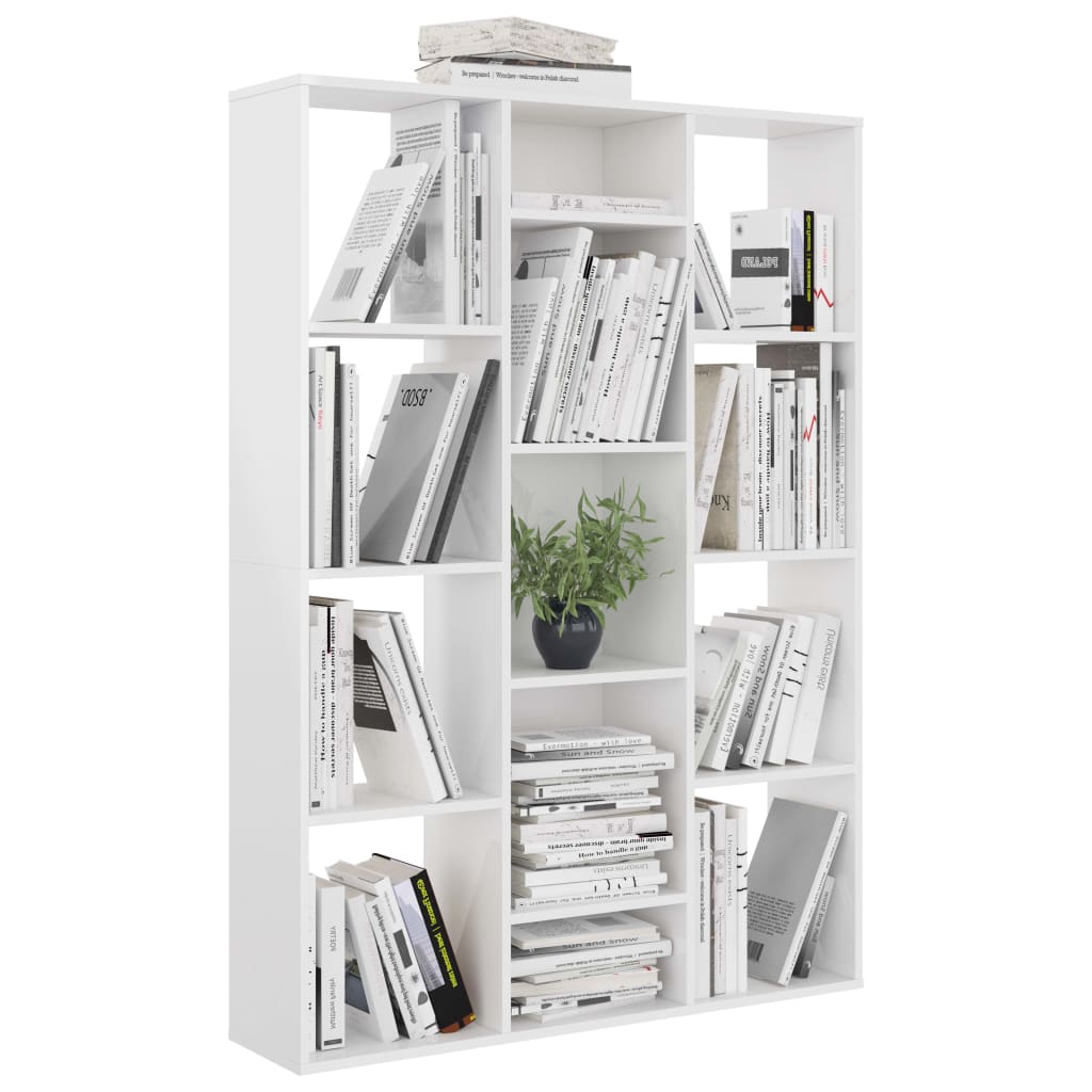 Bokhylle/Romdeler Høyglans Hvit 100X24X140 Cm Konstruert Tre