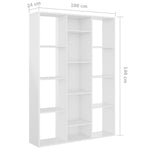 Bokhylle/Romdeler Høyglans Hvit 100X24X140 Cm Konstruert Tre