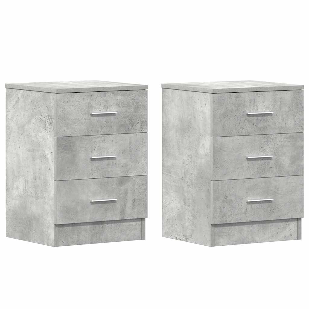 Nattbord 2 Stk Betonggrå 38X35X56 Cm Konstruert Tre
