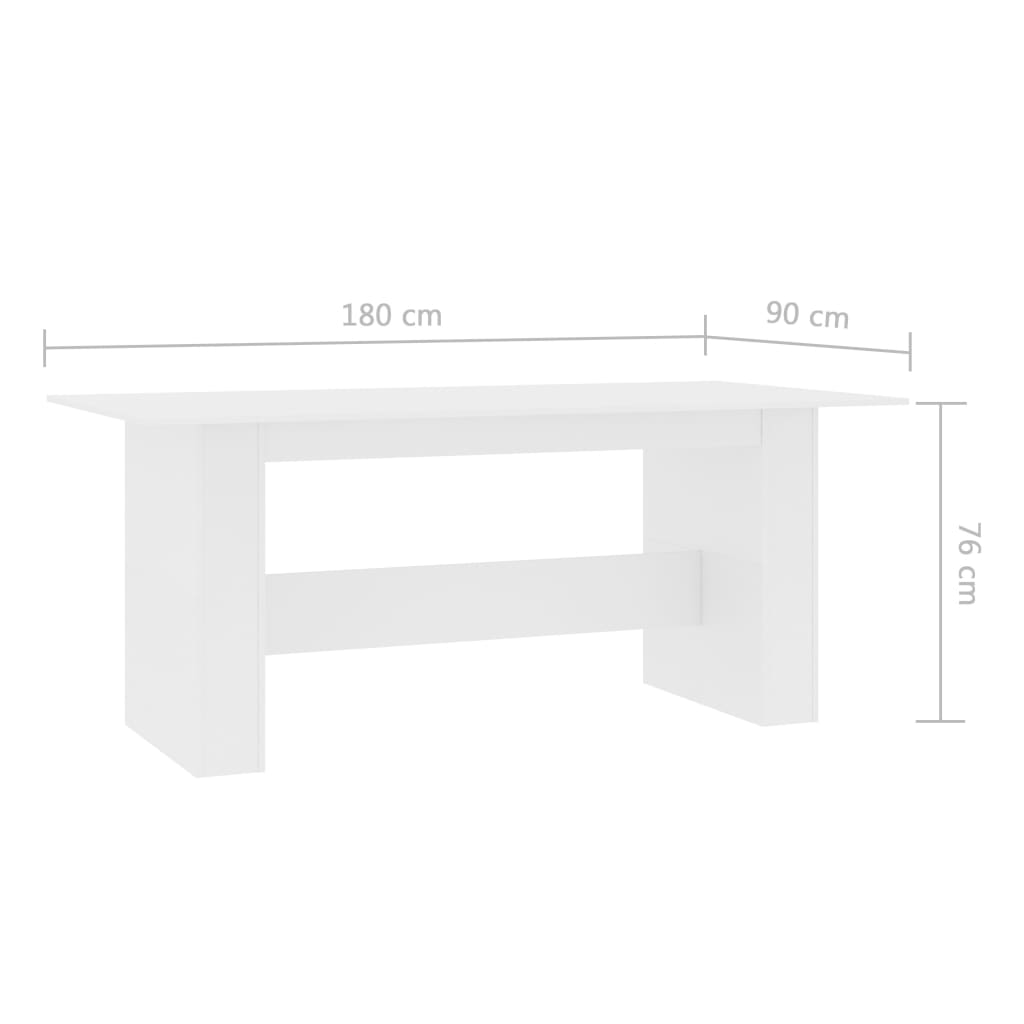 Spisebord Hvit 180X90X76 Cm Konstruert Tre