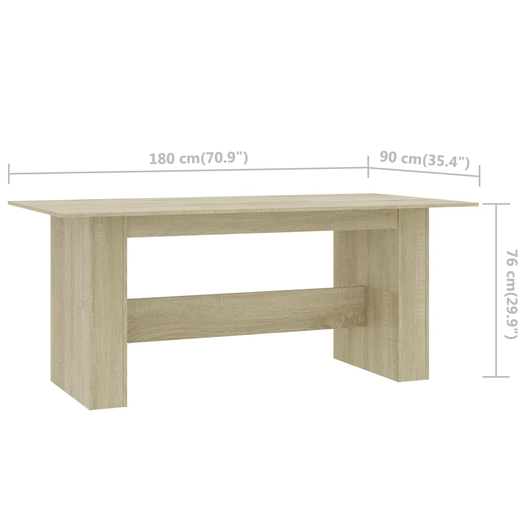 Spisebord Sonoma Eik 180X90X76 Cm Konstruert Tre