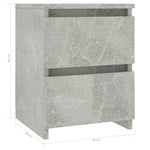 Nattbord 2 Stk Betonggrå 30X30X40 Cm Konstruert Tre