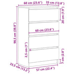 Skjenk Betonggrå 60X35X98,5 Cm Konstruert Tre