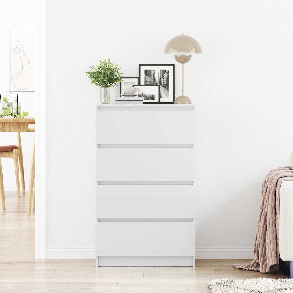 Skjenk Høyglans Hvit 60X35X98,5 Cm Konstruert Tre