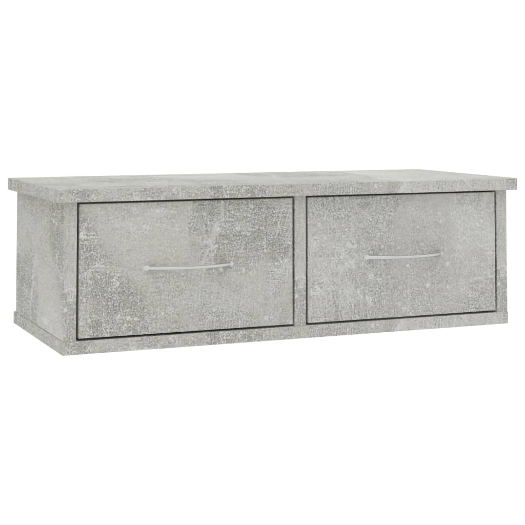 Vegghylle Med Skuff Betonggrå 60X26X18,5 Cm Konstruert Tre