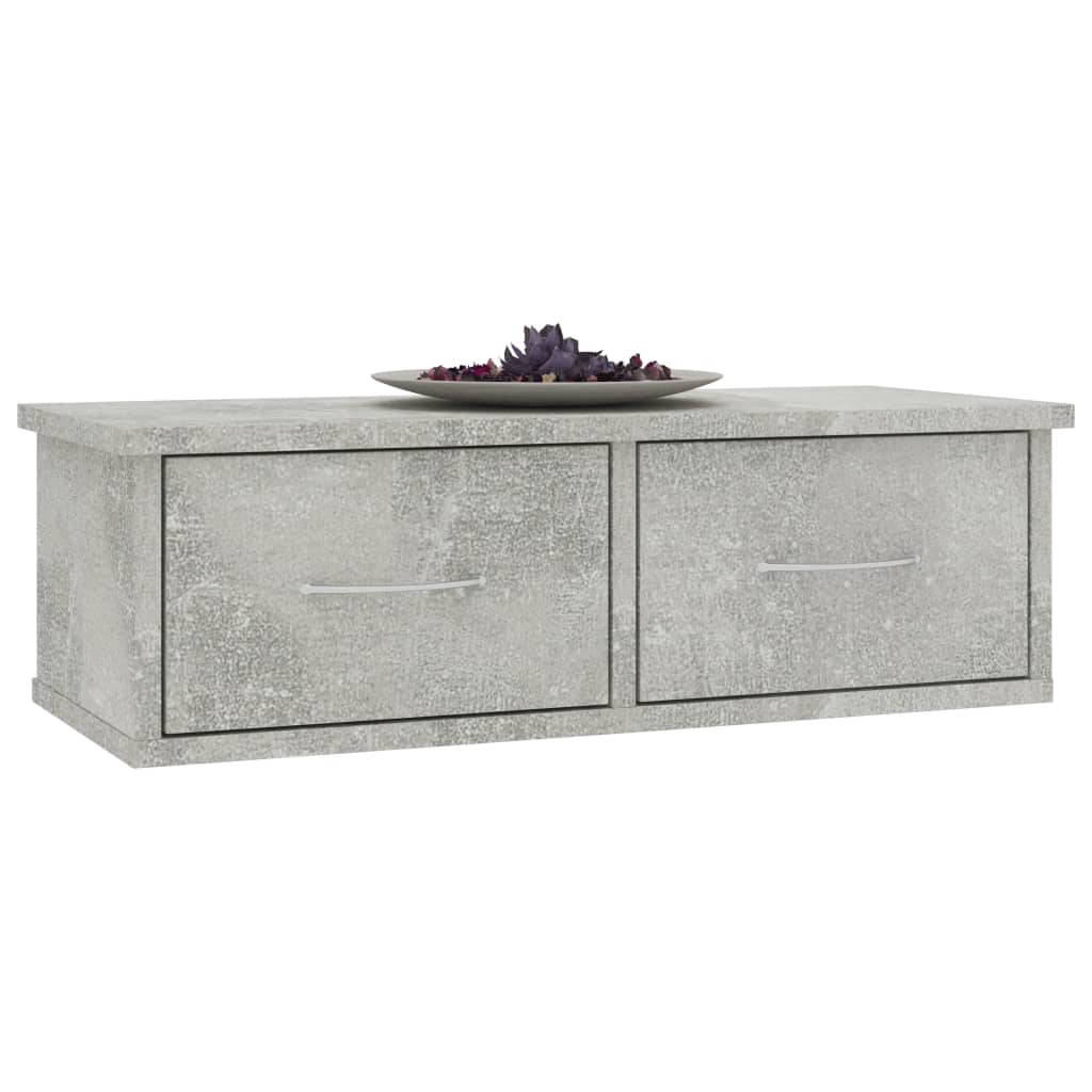 Vegghylle Med Skuff Betonggrå 60X26X18,5 Cm Konstruert Tre