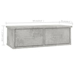 Vegghylle Med Skuff Betonggrå 60X26X18,5 Cm Konstruert Tre