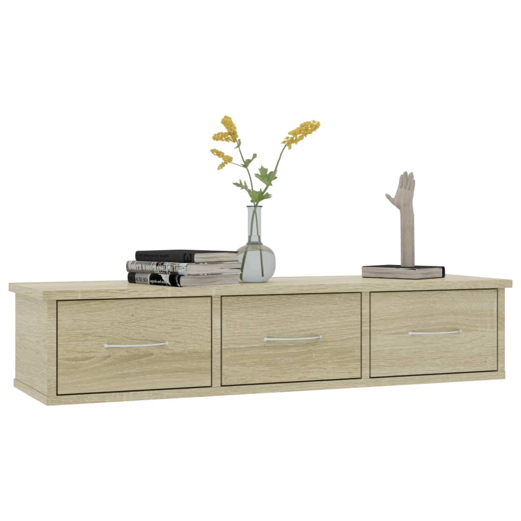 Vegghylle Med Skuff Sonoma Eik 88X26X18,5 Cm Konstruert Tre