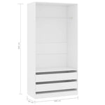 Garderobe Hvit 100X50X200 Cm Konstruert Tre