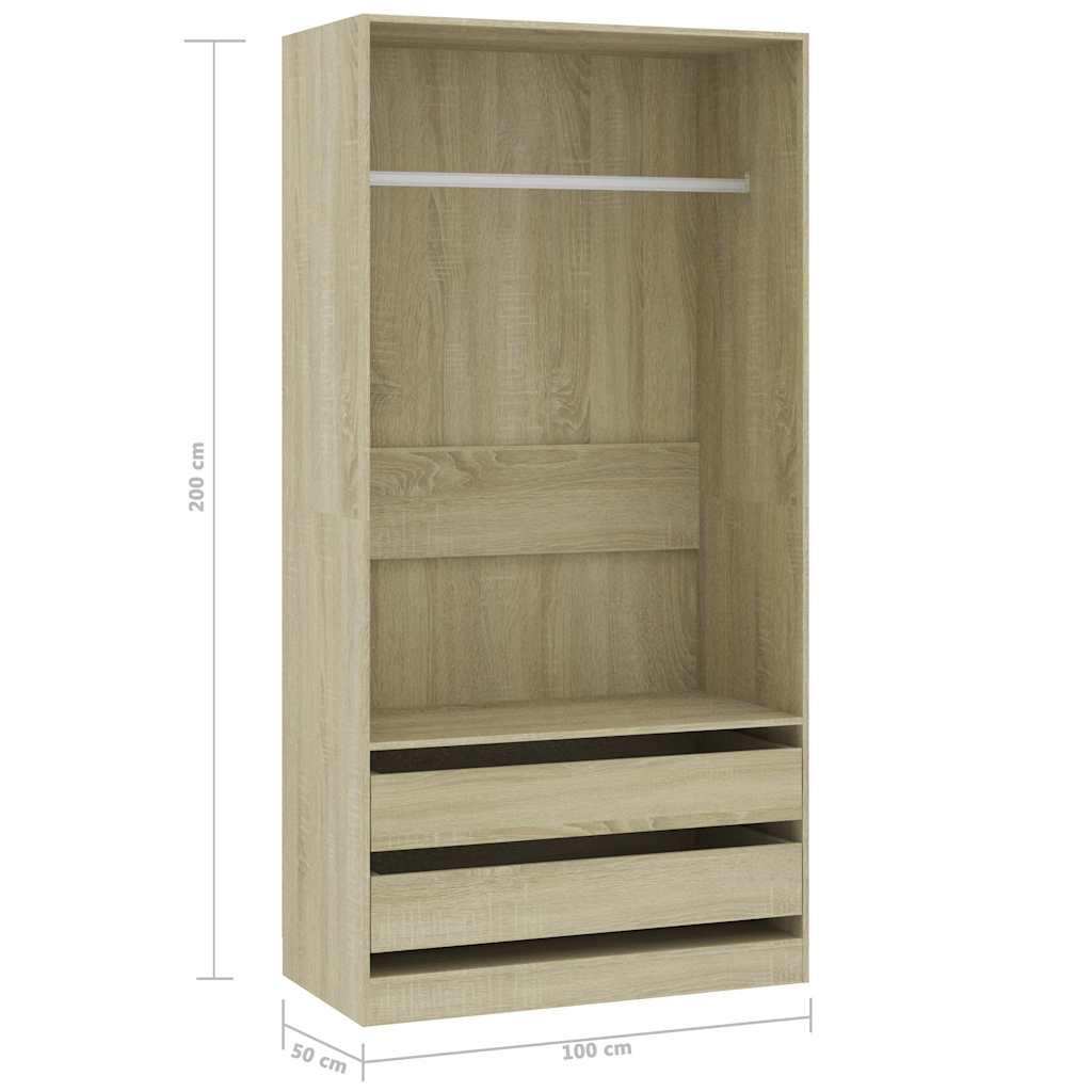 Garderobe Sonoma Eik 100X50X200 Cm Konstruert Tre