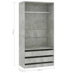 Garderobeskap Betonggrå 100X50X200 Cm Sponplate