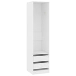 Garderobe Med Skuffer Hvit 50X50X200 Cm Konstruert Tre