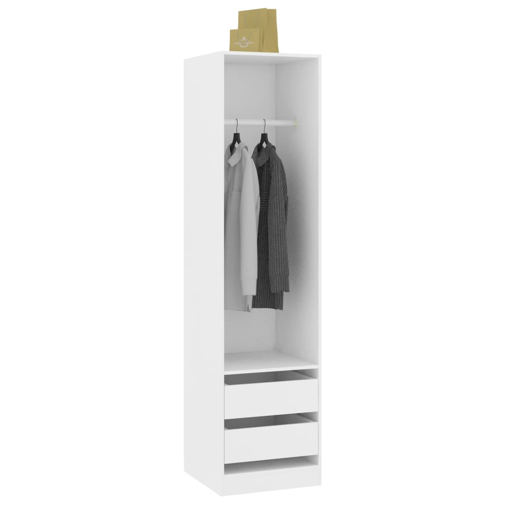 Garderobe Med Skuffer Hvit 50X50X200 Cm Konstruert Tre
