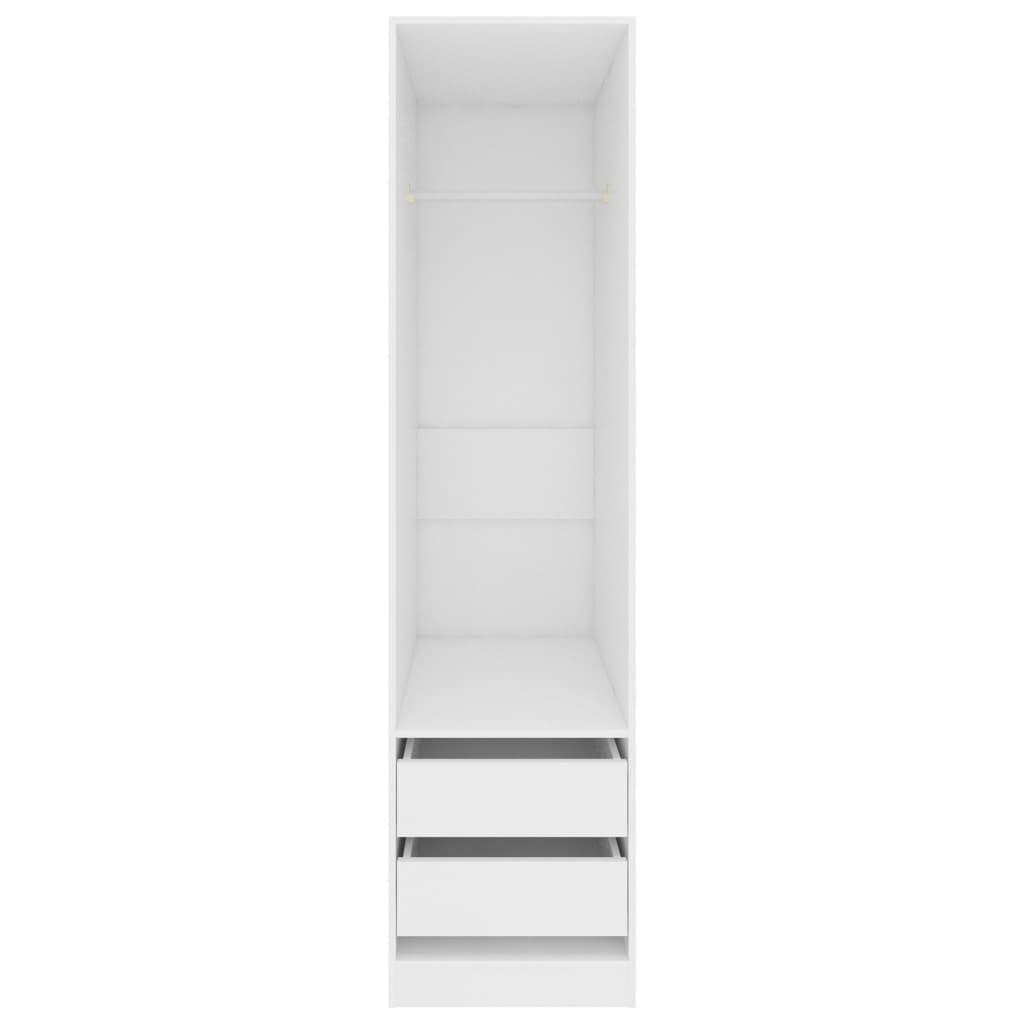 Garderobe Med Skuffer Hvit 50X50X200 Cm Konstruert Tre