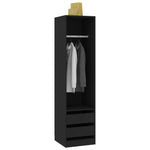 Garderobe Med Skuffer Svart 50X50X200 Cm Konstruert Tre