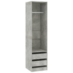 Garderobe Med Skuffer Betonggrå 50X50X200 Cm Konstruert Tre
