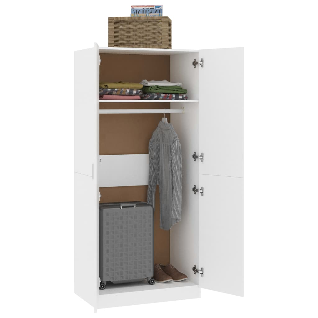 Garderobe Hvit 80X52X180 Cm Konstruert Tre