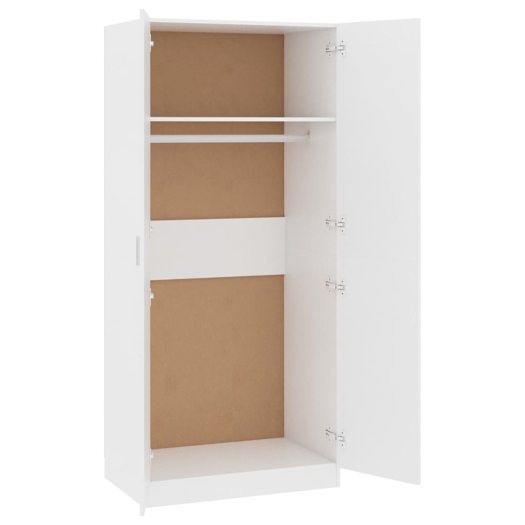 Garderobe Hvit 80X52X180 Cm Konstruert Tre