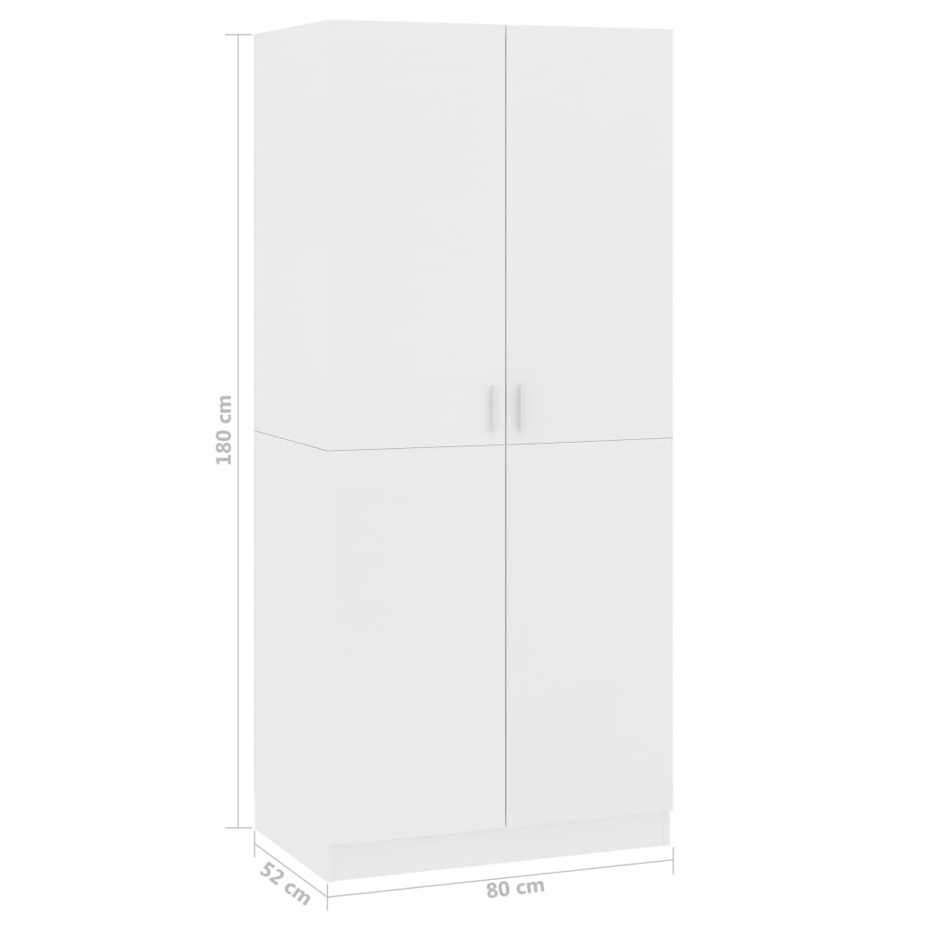 Garderobe Hvit 80X52X180 Cm Konstruert Tre