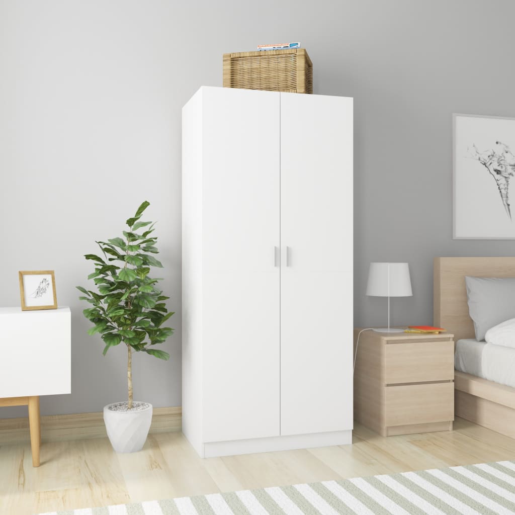 Garderobe Hvit 80X52X180 Cm Konstruert Tre