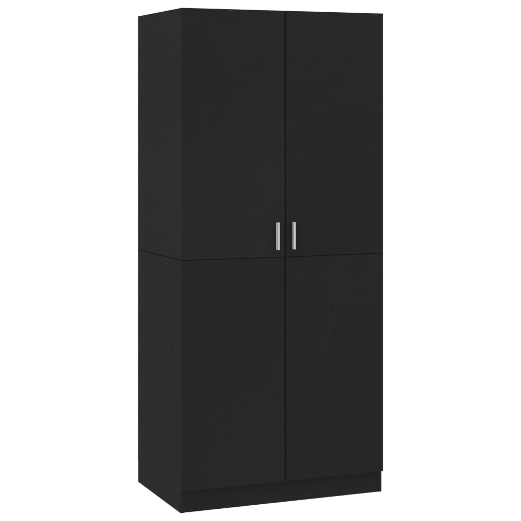 Garderobe Svart 80X52X180 Cm Konstruert Tre