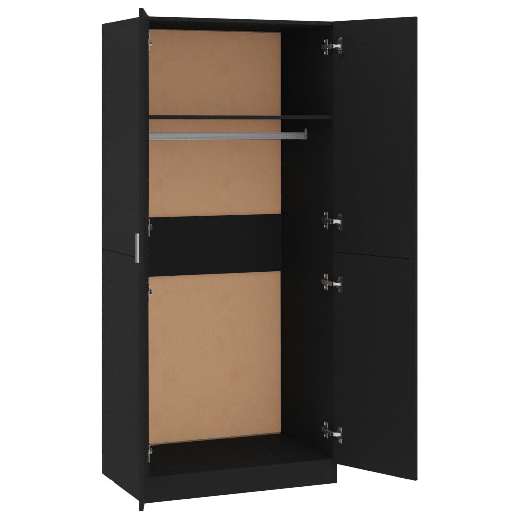 Garderobe Svart 80X52X180 Cm Konstruert Tre
