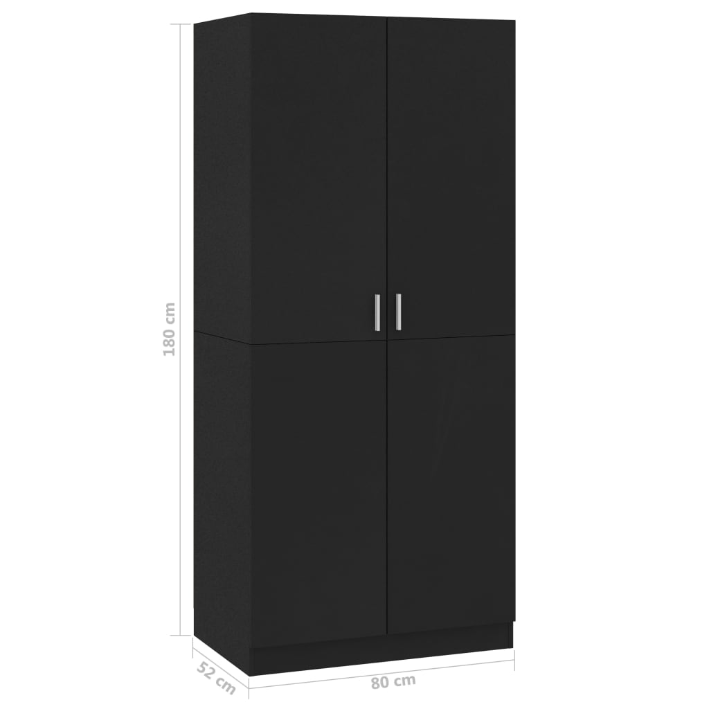 Garderobe Svart 80X52X180 Cm Konstruert Tre