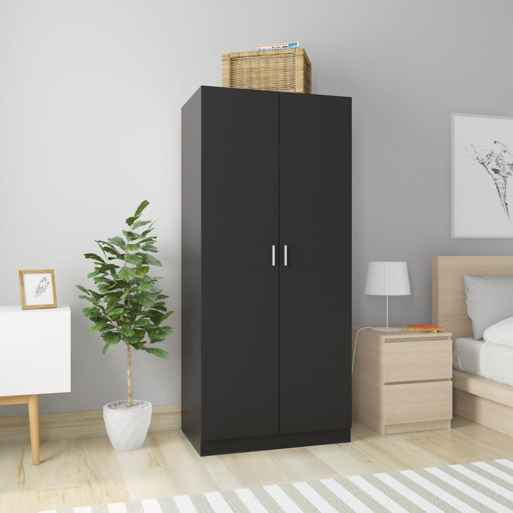 Garderobe Svart 80X52X180 Cm Konstruert Tre