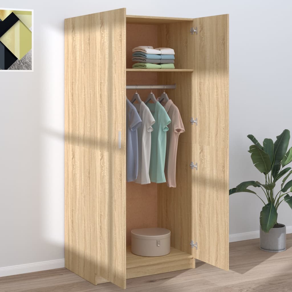 Garderobe Sonoma Eik 80X52X180 Cm Konstruert Tre