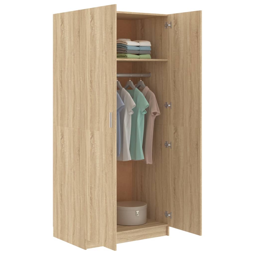 Garderobe Sonoma Eik 80X52X180 Cm Konstruert Tre