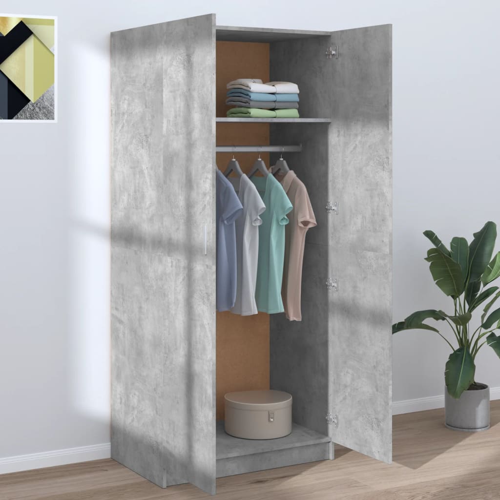 Garderobe Betonggrå 80X52X180 Cm Konstruert Tre