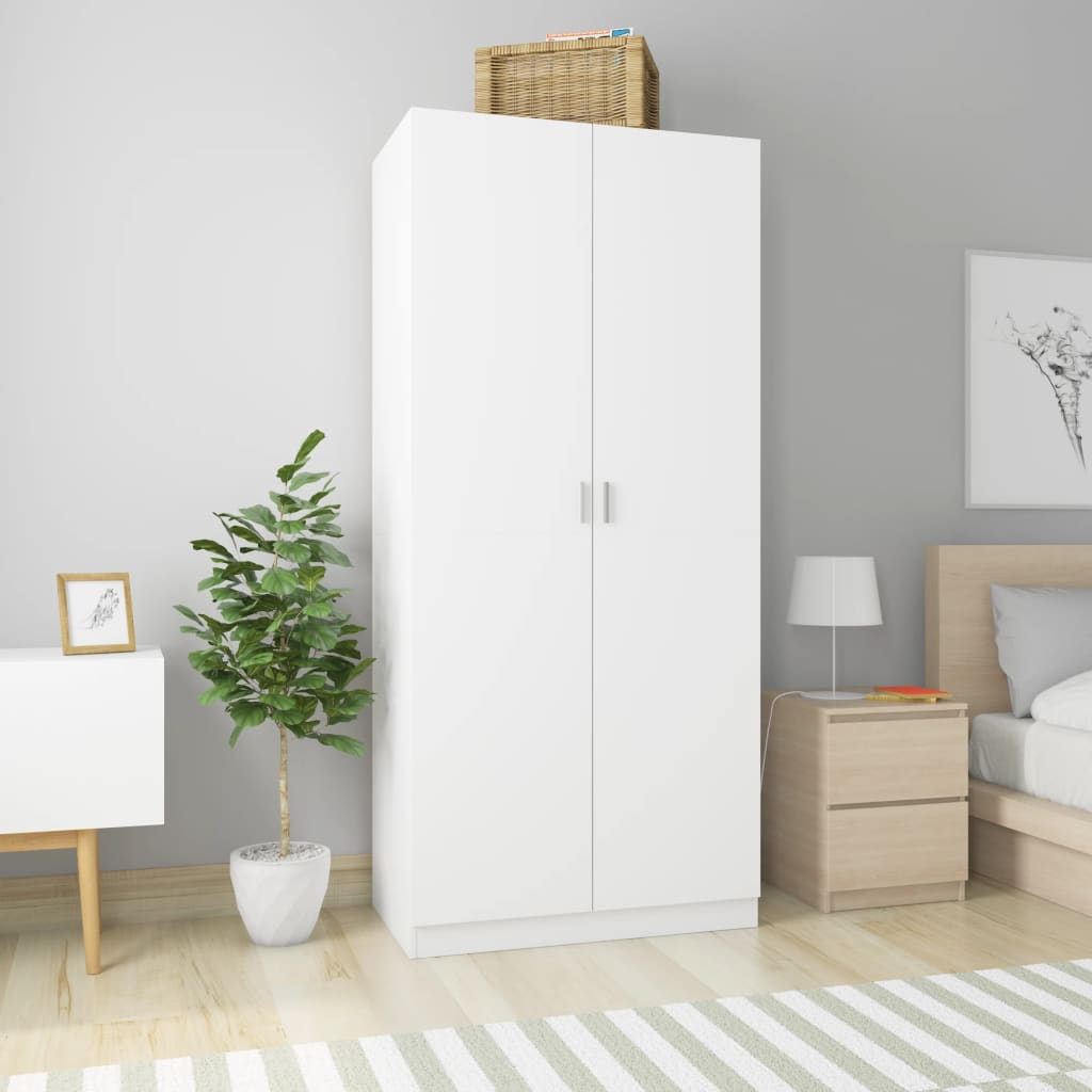 Garderobe Hvit 90X52X200 Cm Konstruert Tre