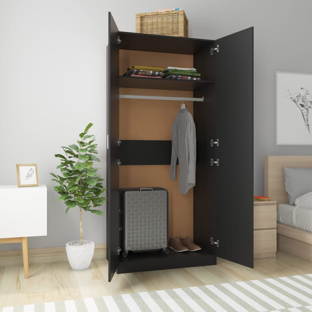 Garderobe Svart 90X52X200 Cm Konstruert Tre