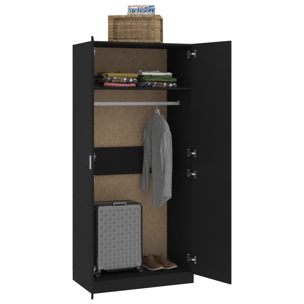 Garderobe Svart 90X52X200 Cm Konstruert Tre