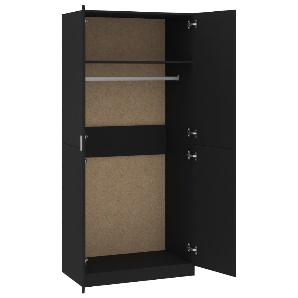 Garderobe Svart 90X52X200 Cm Konstruert Tre