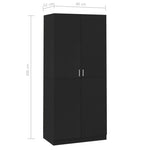 Garderobe Svart 90X52X200 Cm Konstruert Tre
