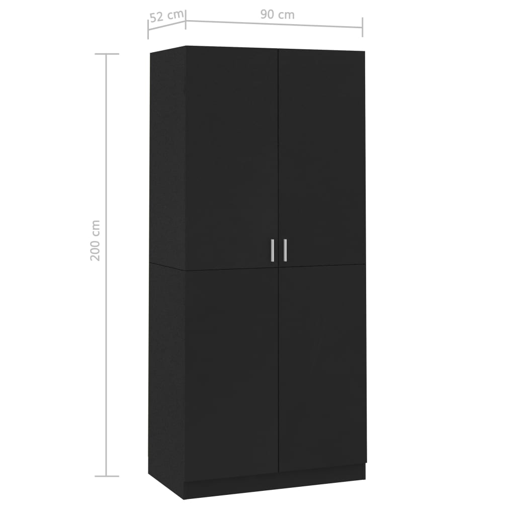 Garderobe Svart 90X52X200 Cm Konstruert Tre