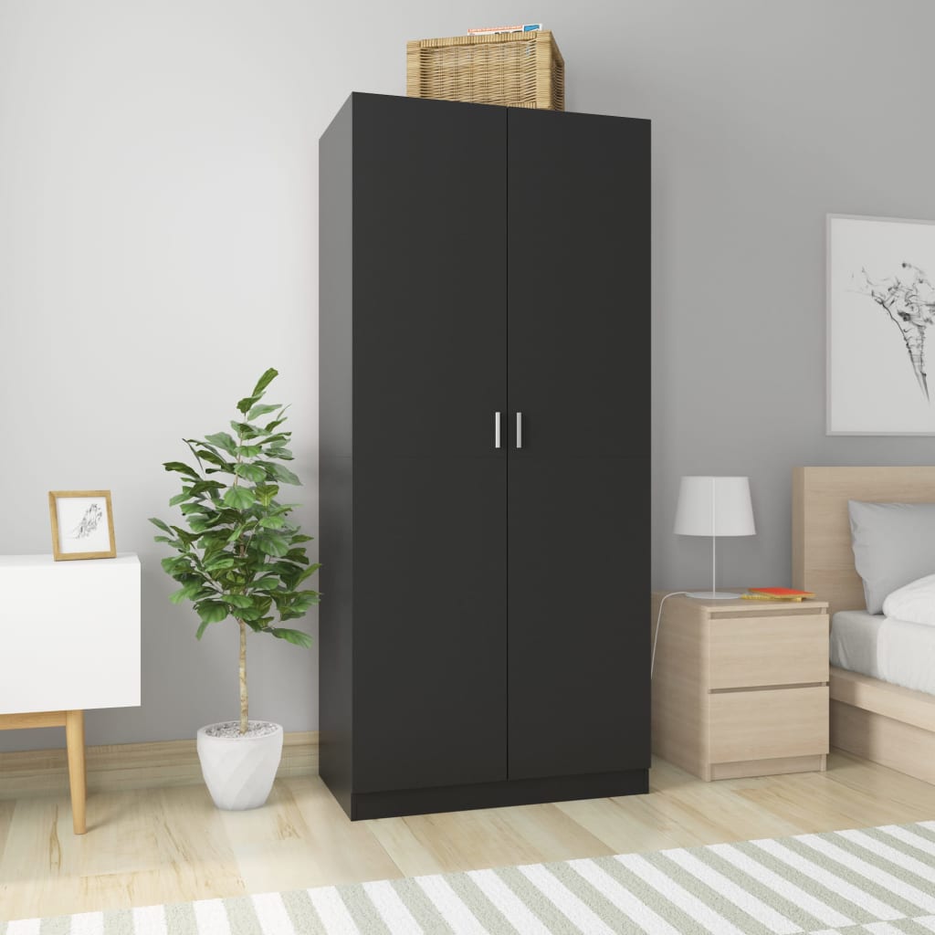 Garderobe Svart 90X52X200 Cm Konstruert Tre
